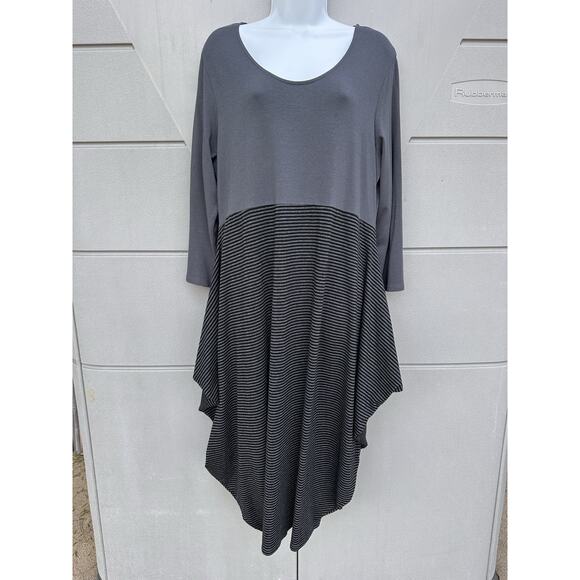 Chalet Lagenlook Artsy Stretch Bamboo Blend Oversized Midi Dress L Made in USA - Picture 1 of 12